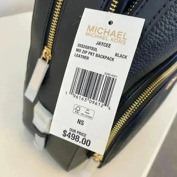 NWT Michael Kors Jaycee Medium Zip Pocket Backpack Black new - Picture 8 of 9